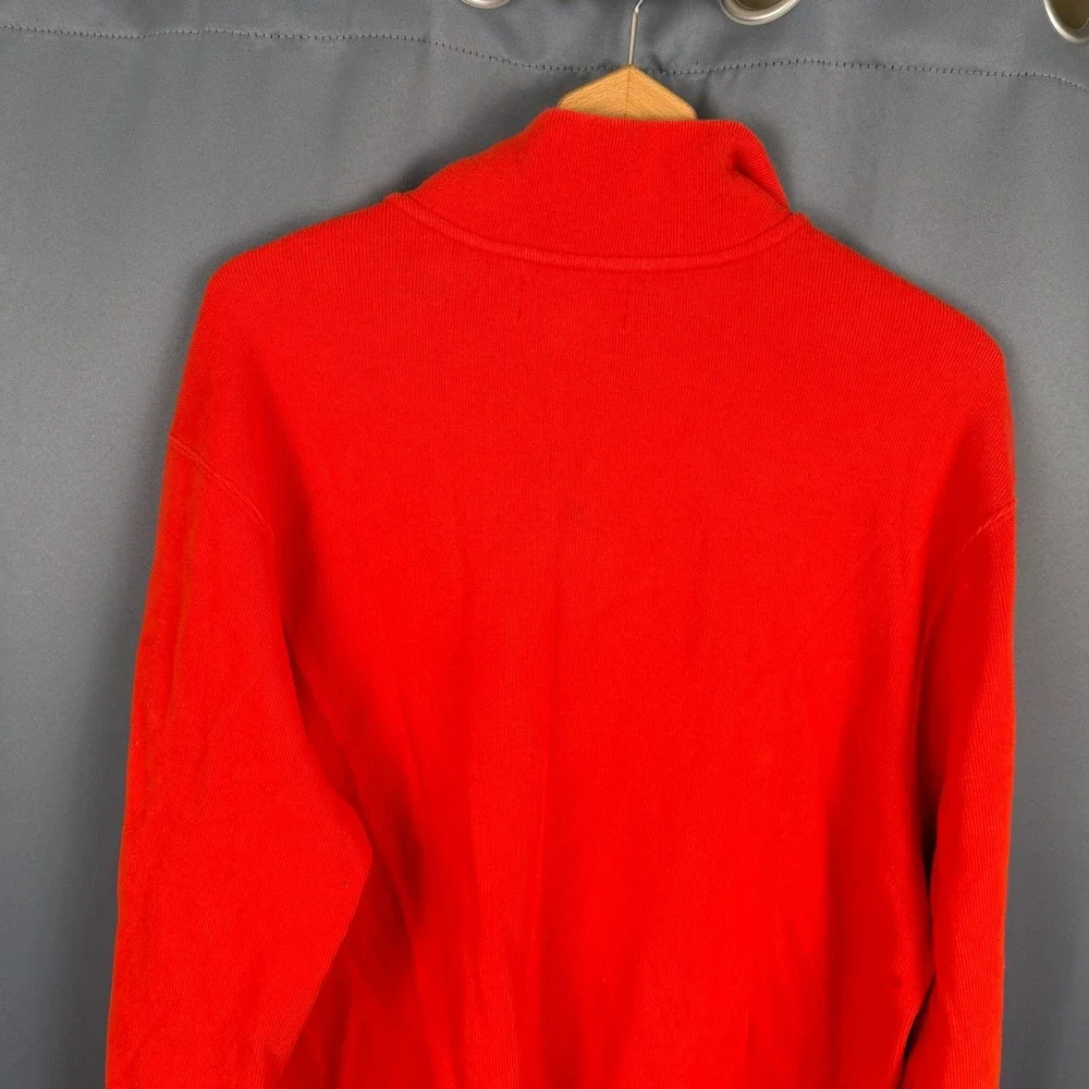 Polo Ralph Lauren Mens XL Red Quarter Zip Pullover Ribbed Cotton Sweater